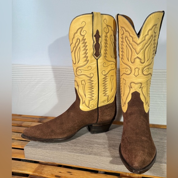 Ammons Other - Ammons Cowboy Boots Sueded Chocolate Hippo Men’s Size 9.5 D Made In USA